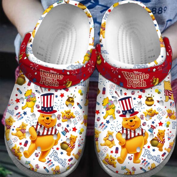 Playful USA Winnie The Pooh White & Red Clogs for Kids & Adults – Fun & Comfortable Footwear for All Ages!