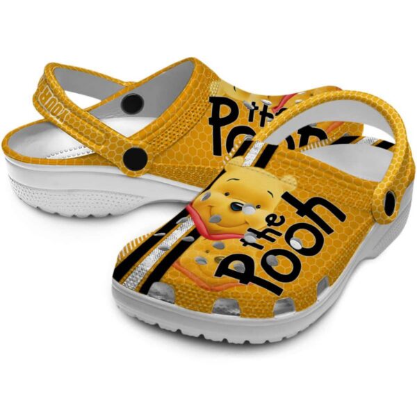 Personalized Winnie The Pooh Orange Clogs – Vibrant Contrasting Stripes for Kids & Adults
