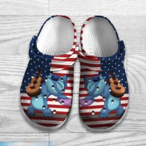 Custom Name Stitch Love American And Ghita Clogs For Kids And Adults