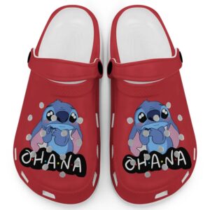 Cute Ohana Stitch Cranberry Clogs For Kids And Adults