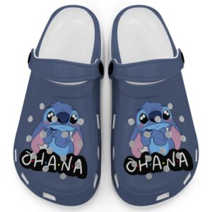 Cute Ohana Stitch Midnight Clogs For Kids And Adults