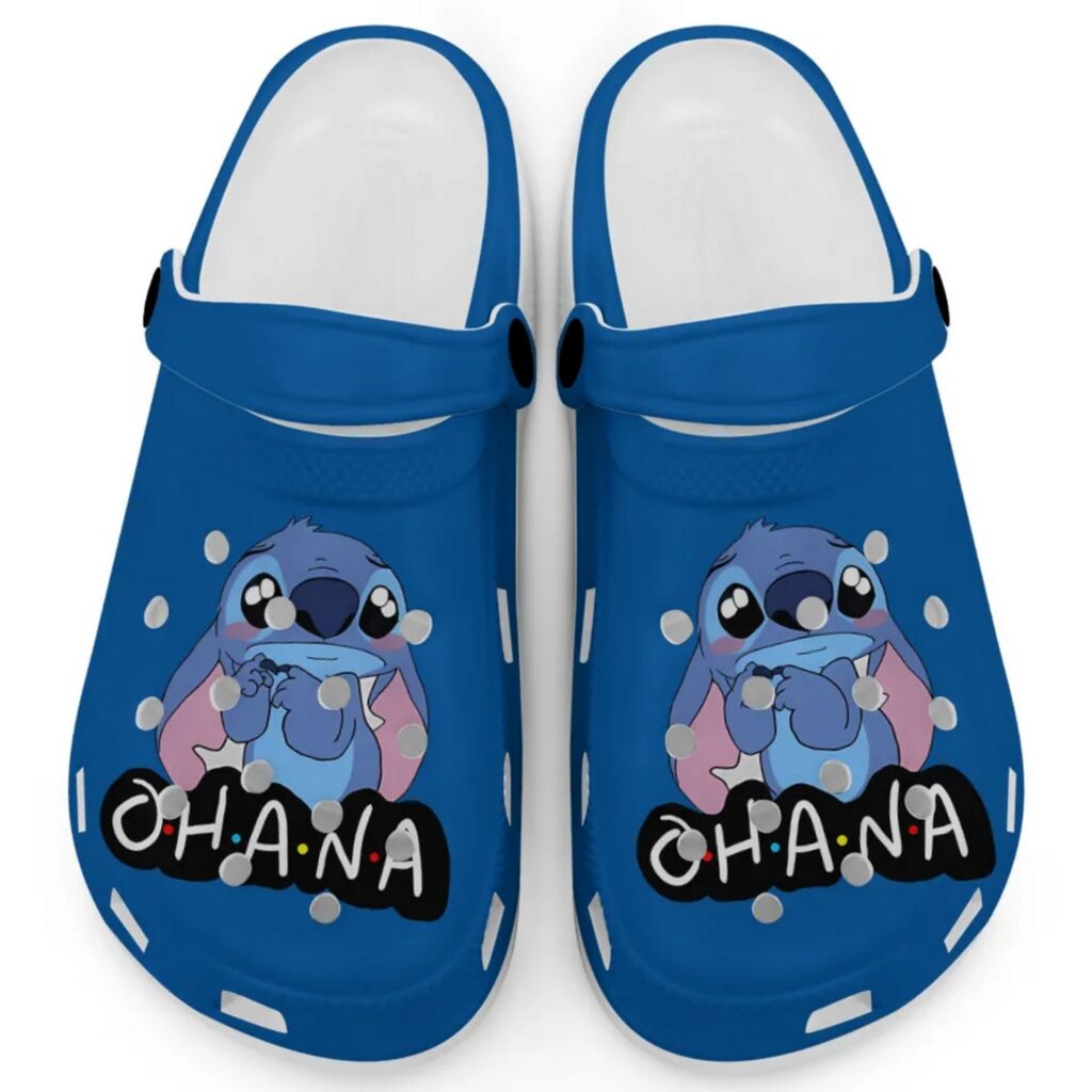 Cute Ohana Stitch Blue Clogs For Kids And Adults Cute Ohana Stitch Blue Clogs For Kids And Adults