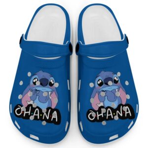 Cute Ohana Stitch Blue Clogs For Kids And Adults