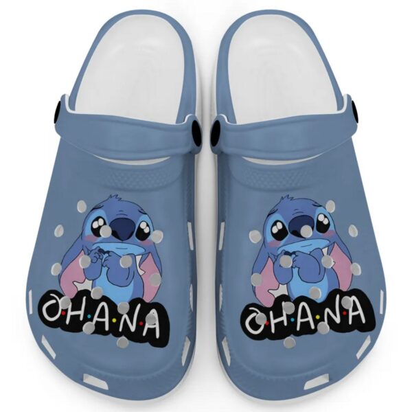 Cute Ohana Stitch Mystic Blue Jean Clogs For Kids And Adults