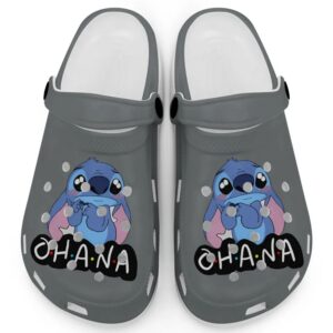 Cute Ohana Stitch Granite Clogs For Kids And Adults