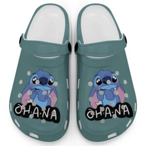 Cute Ohana Stitch Blue Spruce Clogs For Kids And Adults