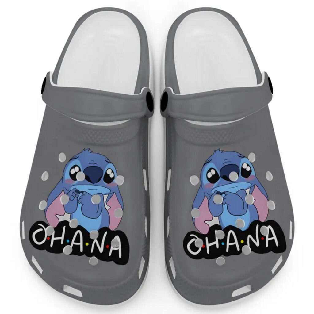 Cute Ohana Stitch Grey Clogs For Kids And Adults Cute Ohana Stitch Grey Clogs For Kids And Adults