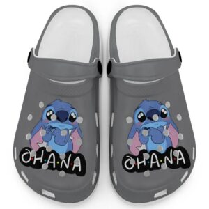 Cute Ohana Stitch Grey Clogs For Kids And Adults