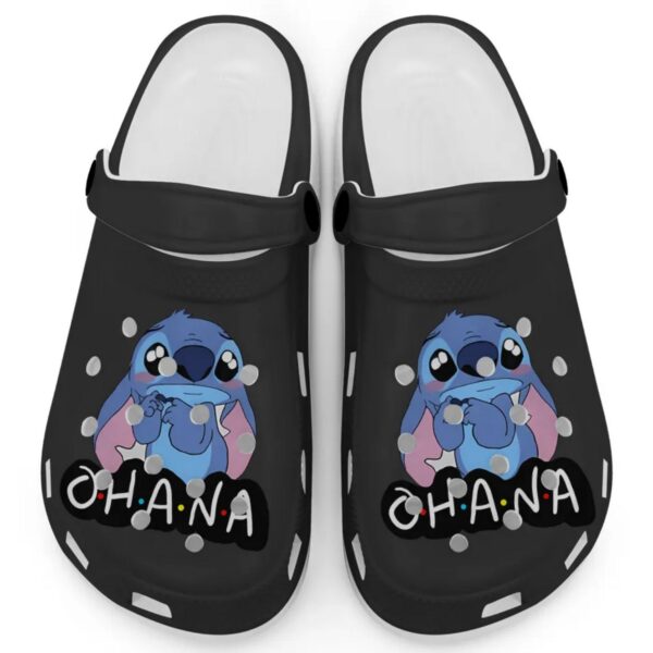 Cute Ohana Stitch Black Clogs For Kids And Adults