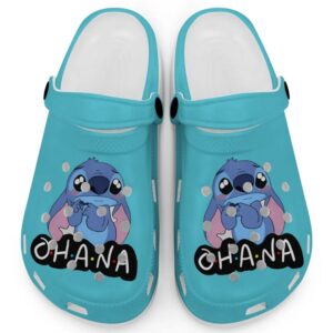 Cute Ohana Stitch Lagoon Blue Clogs For Kids And Adults