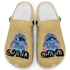 Cute Ohana Stitch Mustard Clogs For Kids And Adults
