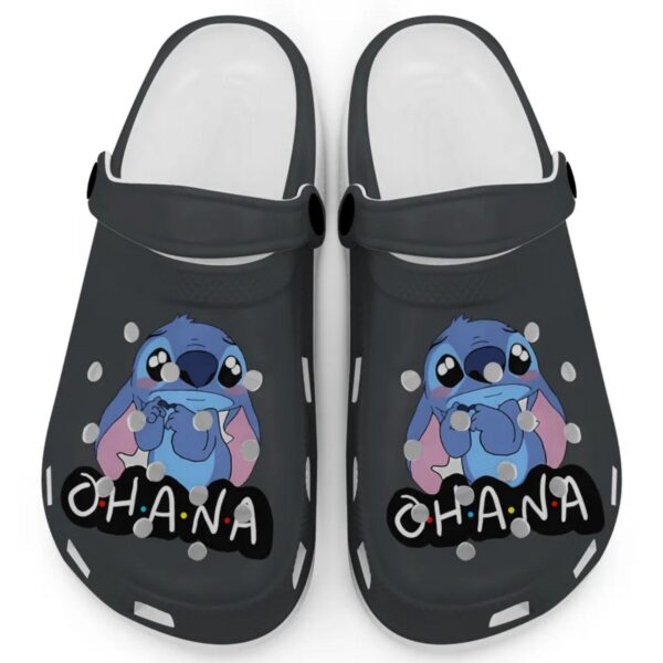 Cute Ohana Stitch Charm Graphite Clogs For Kids And Adults