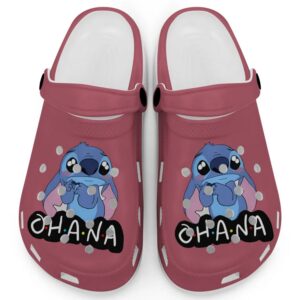 Cute Ohana Stitch Crimsom Clogs For Kids And Adults