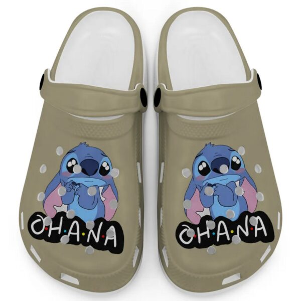 Cute Ohana Stitch Khaki Clogs For Kids And Adults