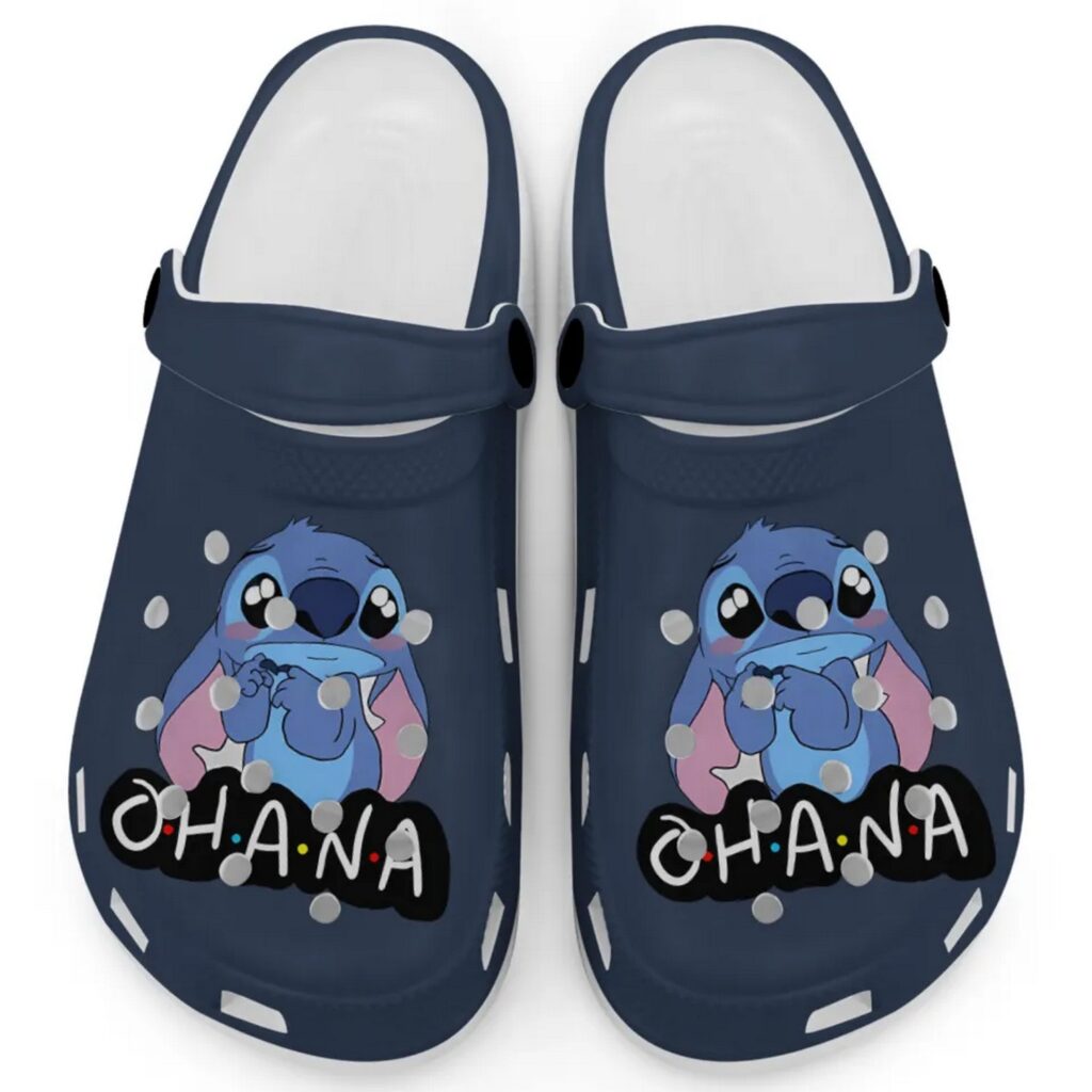 Cute Ohana Stitch Blue Navy Clogs For Kids And Adults Cute Ohana Stitch Blue Navy Clogs For Kids And Adults