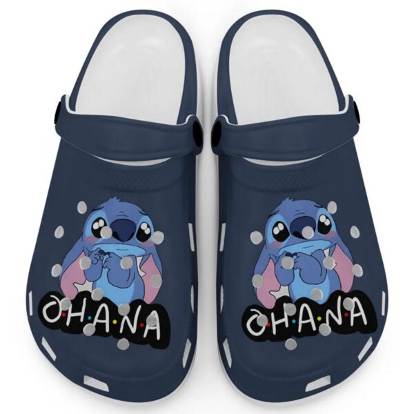 Cute Ohana Stitch Blue Navy Clogs For Kids And Adults