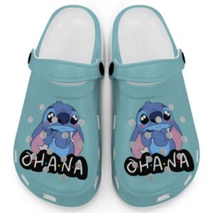 Cute Ohana Stitch Chalky Mint Clogs For Kids And Adults