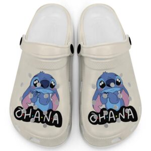 Cute Ohana Stitch Ivory Clogs For Kids And Adults