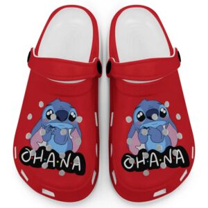 Cute Ohana Stitch Red Clogs For Kids And Adults