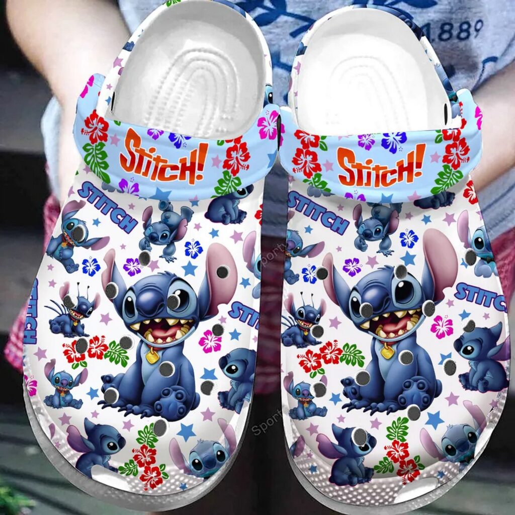Cute Stitch And Stitch Pattern White Clogs For Kids And Adults Cute Stitch And Stitch Pattern White Clogs For Kids And Adults