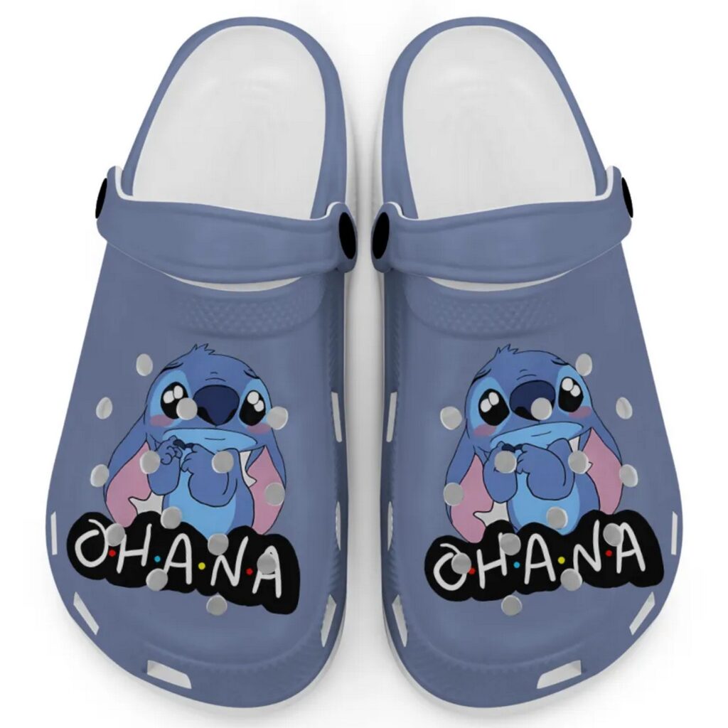 Cute Ohana Stitch Wash Denim Clogs For Kids And Adults Cute Ohana Stitch Wash Denim Clogs For Kids And Adults