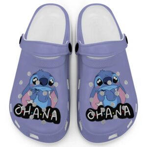 Cute Ohana Stitch Violet Clogs For Kids And Adults