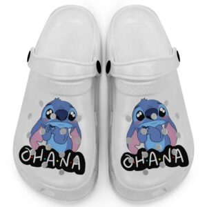 Cute Ohana Stitch White Clogs For Kids And Adults