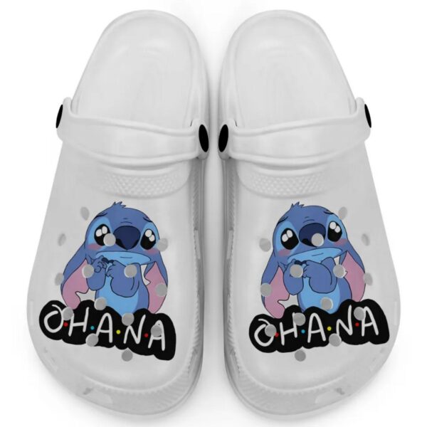 Cute Ohana Stitch White Clogs For Kids And Adults