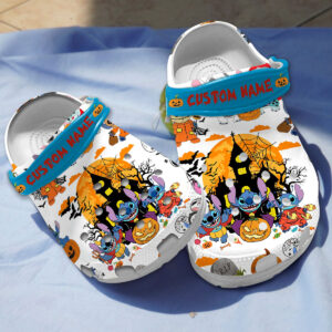 Personalized Halloween Funny Stitch Unisex Clogs Shoes, Unique Footwear For Spooky Holiday