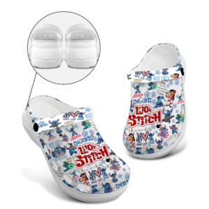 Classic Lilo & Stitch White High-sole Clogs