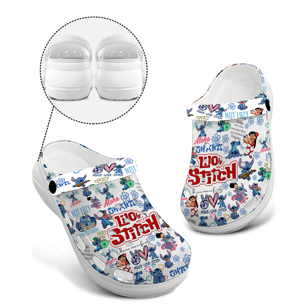 Classic Lilo & Stitch White High-sole Clogs Classic Lilo & Stitch White High-sole Clogs