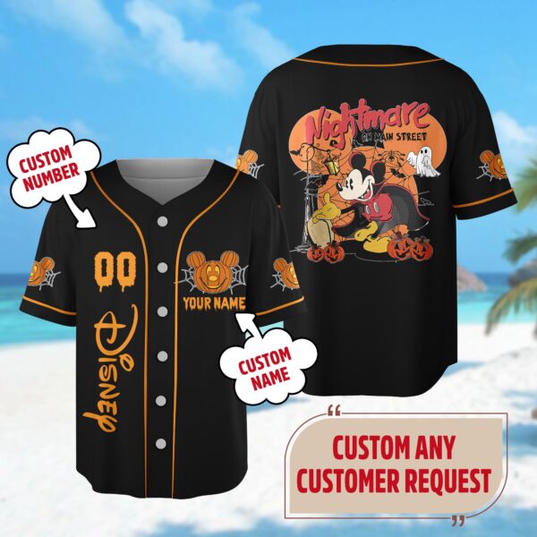 Custom Mickey Mouse Halloween Baseball Jersey – Nightmare Mickey Team Horror Party Gift
