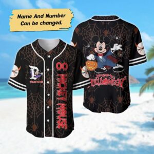 Custom Mickey Mouse Halloween Baseball Jersey - Cartoon Horror Basketball Shirt