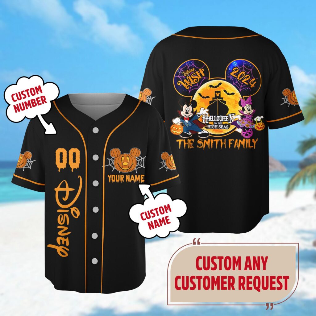 Spooky Personalized Mickey Cruise Halloween Baseball Jersey – Perfect for Magic Kingdom Mickey Minnie Mouse Team & Family Matching Shirts Spooky Personalized Mickey Cruise Halloween Baseball Jersey – Perfect for Magic Kingdom Mickey Minnie Mouse Team & Family Matching Shirts