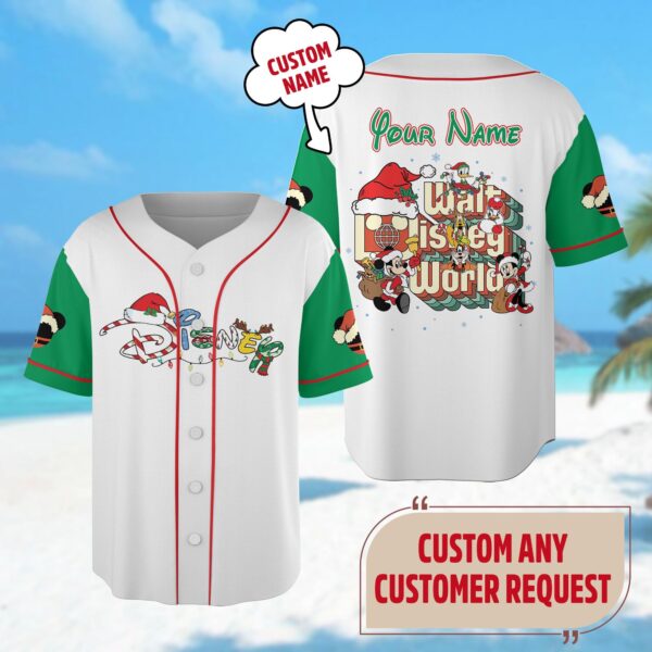 Custom Mickey & Friends Baseball Team Minnie Xmas Shirt Mickey Christmas Jersey Magic Kingdom Gift