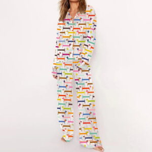Women’s Watercolor Dachshund Long Sleeve Pajama Set Gift for Women