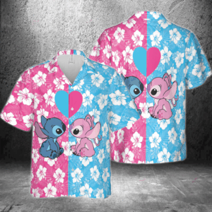 Stitch Valentine’s Day Hawaiian 3D Shirt Gift for Men Women