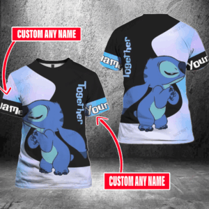 Stitch Valentine’s Day Together Personalized 3D T-shirt: Unique All Over Print Shirt for Men & Women