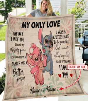 Stitch My Only Love Personalized Fleece Blanket Gift for Men Women