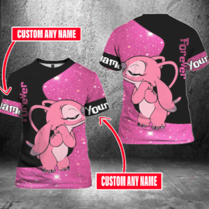 Forever Personalized 3D T-shirt: Stitch Valentine s Day All Over Print Shirt for Men & Women