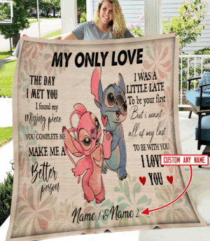 Stitch My Only Love Personalized Fleece Blanket Gift for Men Women