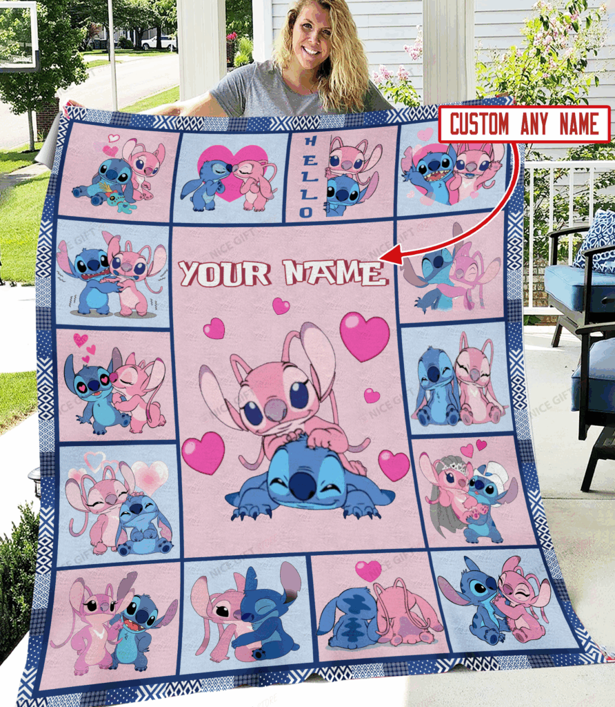 Stitch Valentine Personalized Fleece Blanket Gift for Men Women Stitch Valentine Personalized Fleece Blanket Gift for Men Women