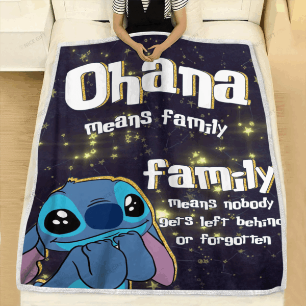 Stitch Ohana Fleece Blanket Gift for Men Women