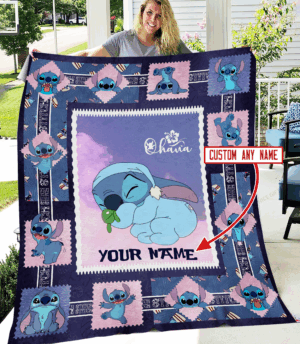Stitch Ohana Personalized Fleece Blanket Gift for Men Women