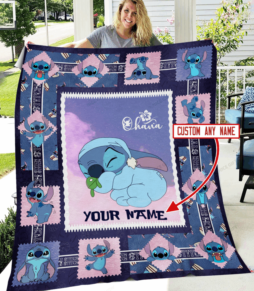 Stitch Ohana Personalized Fleece Blanket Gift for Men Women Stitch Ohana Personalized Fleece Blanket Gift for Men Women
