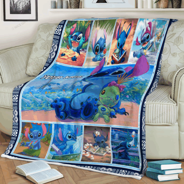 Stitch Personalized Fleece Blanket Gift for Men Women