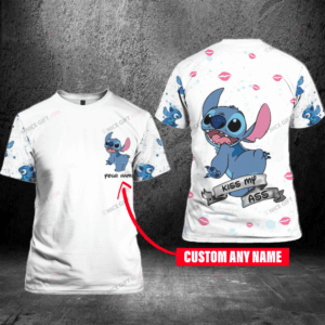 Stitch Personalized Kiss My Ass 3D T-Shirt: Trendy All Over Print Shirt for Men & Women
