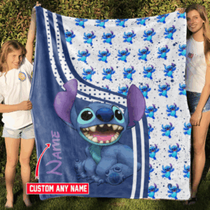 Stitch Personalized Fleece Blanket Gift for Men Women