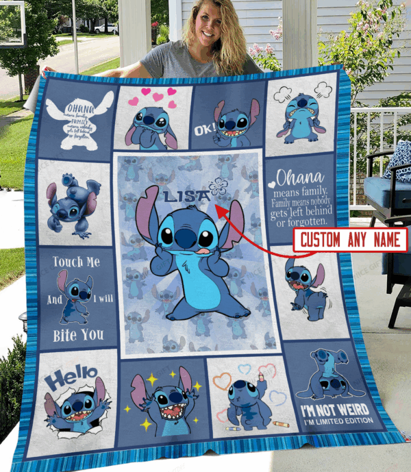 Stitch Ohana Fleece Blanket Gift for Men Women