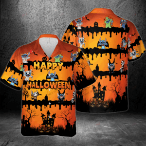 Stitch Happy Halloween Hawaiian 3D Shirt Gift for Men Women